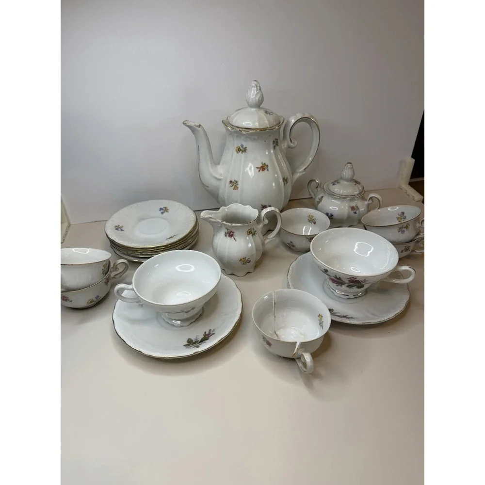 Vintage IJB Germany US Zone 21 Pc. Porcelain Tea Set 1946-1948.